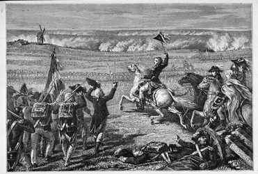 La battaglia di Valmy, 20 settembre 1792, inciso da Charles Maurand